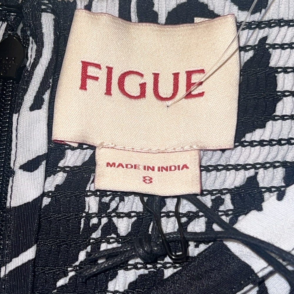 Figue Elenor Halter Maxi Dress Black White Floral Print Size 8 NWT - Picture 5 of 12